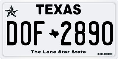 TX license plate DOF2890