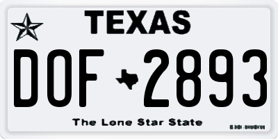 TX license plate DOF2893