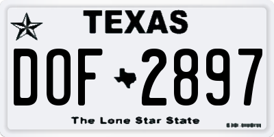 TX license plate DOF2897
