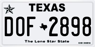 TX license plate DOF2898