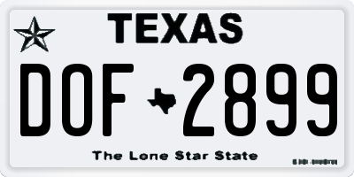 TX license plate DOF2899