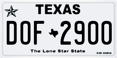 TX license plate DOF2900