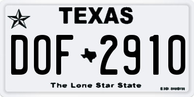 TX license plate DOF2910