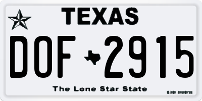 TX license plate DOF2915