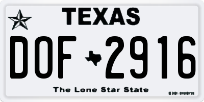 TX license plate DOF2916