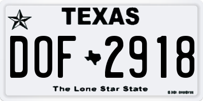 TX license plate DOF2918