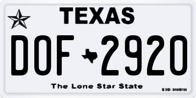 TX license plate DOF2920
