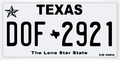 TX license plate DOF2921