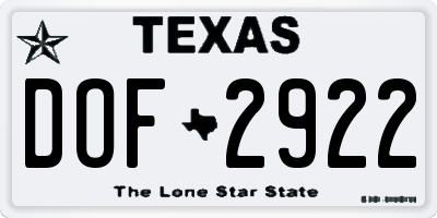 TX license plate DOF2922