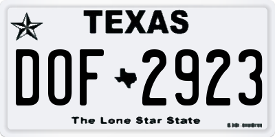 TX license plate DOF2923