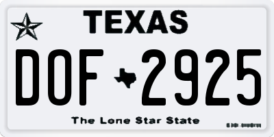 TX license plate DOF2925