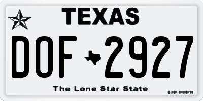 TX license plate DOF2927