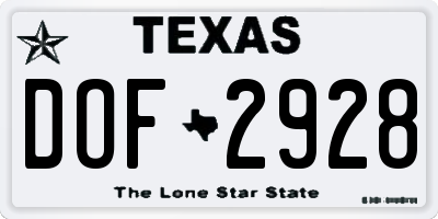 TX license plate DOF2928