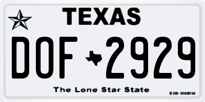 TX license plate DOF2929