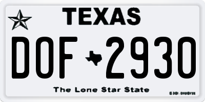 TX license plate DOF2930