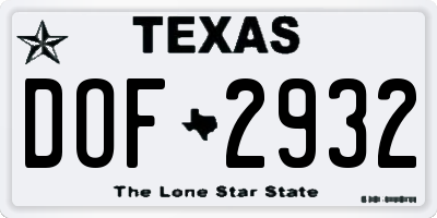 TX license plate DOF2932