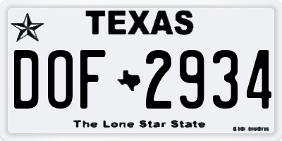 TX license plate DOF2934