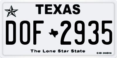 TX license plate DOF2935