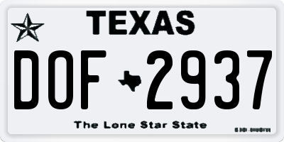 TX license plate DOF2937