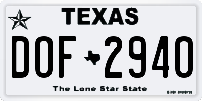 TX license plate DOF2940