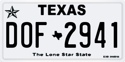 TX license plate DOF2941