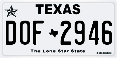 TX license plate DOF2946