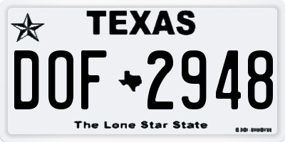 TX license plate DOF2948