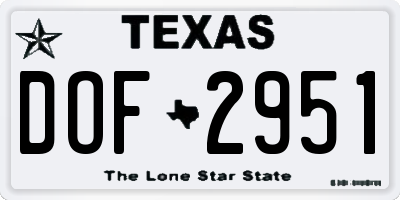 TX license plate DOF2951