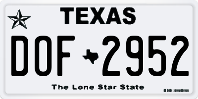 TX license plate DOF2952