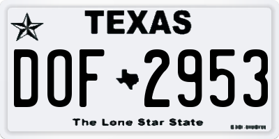 TX license plate DOF2953