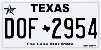 TX license plate DOF2954