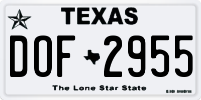 TX license plate DOF2955