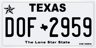 TX license plate DOF2959