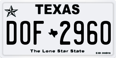 TX license plate DOF2960