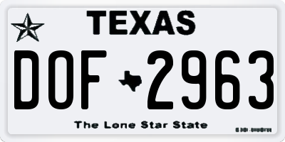 TX license plate DOF2963