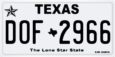 TX license plate DOF2966