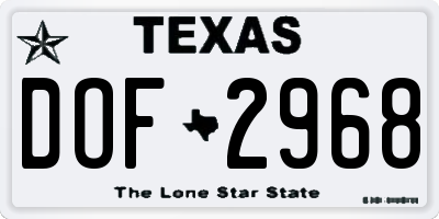 TX license plate DOF2968