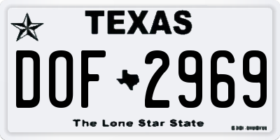 TX license plate DOF2969