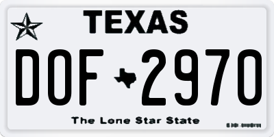 TX license plate DOF2970