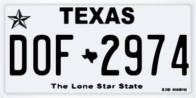 TX license plate DOF2974