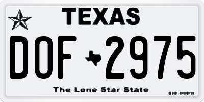 TX license plate DOF2975