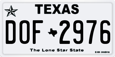 TX license plate DOF2976