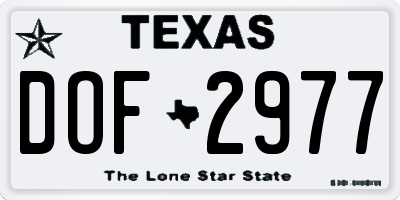 TX license plate DOF2977