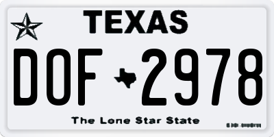 TX license plate DOF2978