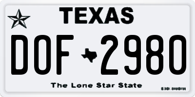 TX license plate DOF2980