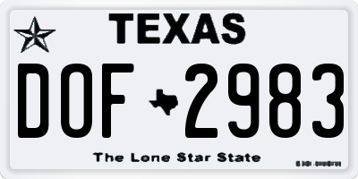 TX license plate DOF2983