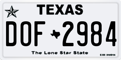 TX license plate DOF2984