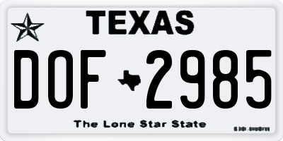 TX license plate DOF2985