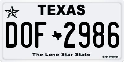 TX license plate DOF2986