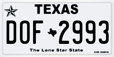 TX license plate DOF2993